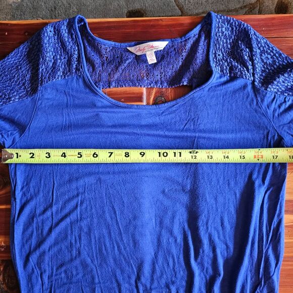 Marilyn Monroe Rayon Top w Scoop Neck, 3/4 Sleeves & Back Lace Detail sz L - Picture 5 of 6